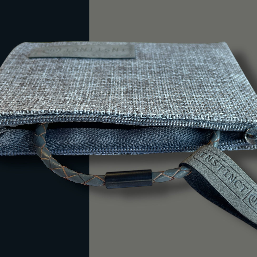 GREY LEATHER BRACELET | BLACK STEEL | SLIM image 5