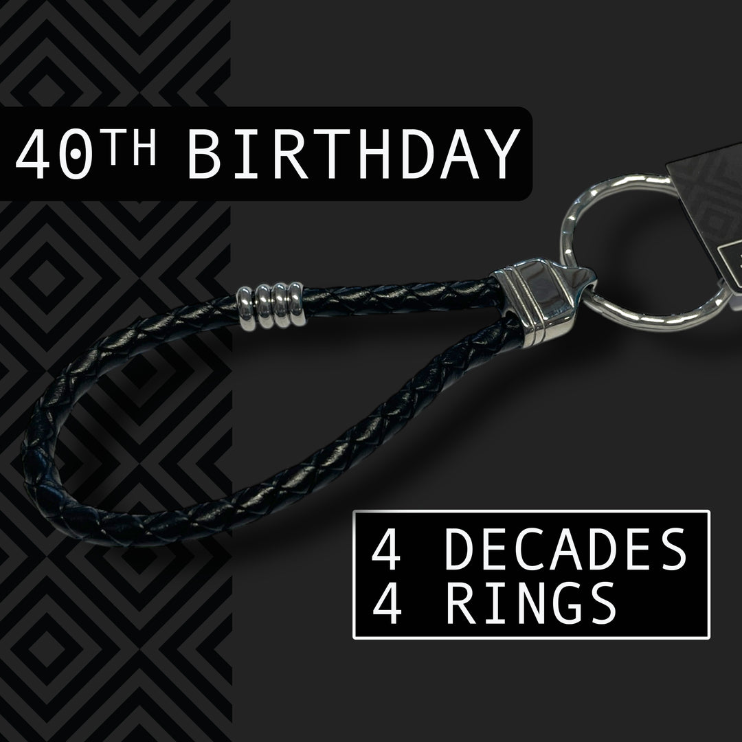 40th BIRTHDAY KEYRING | 4 DECADES | 4 RINGS image 0