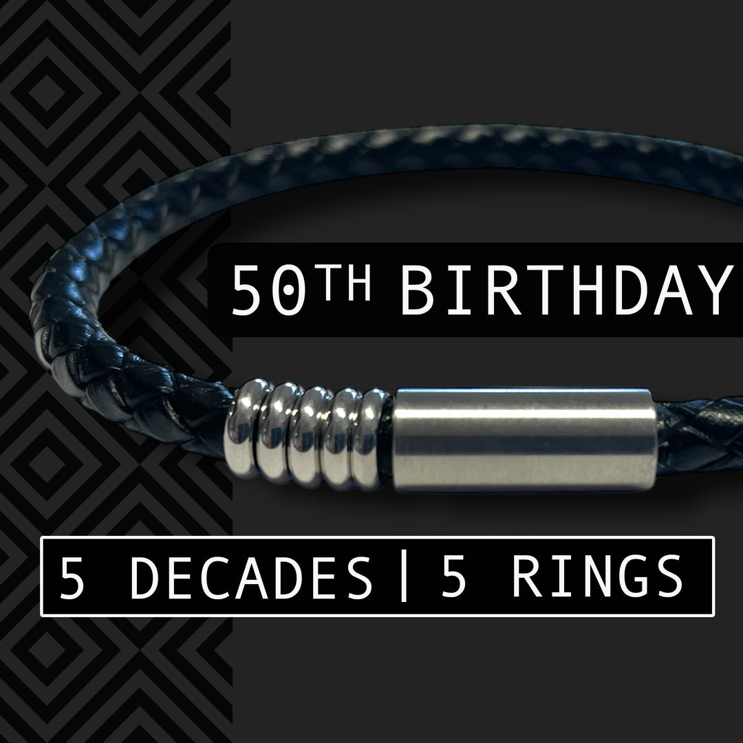 50TH BIRTHDAY BRACELET | 5 DECADES | 5 RINGS image 0