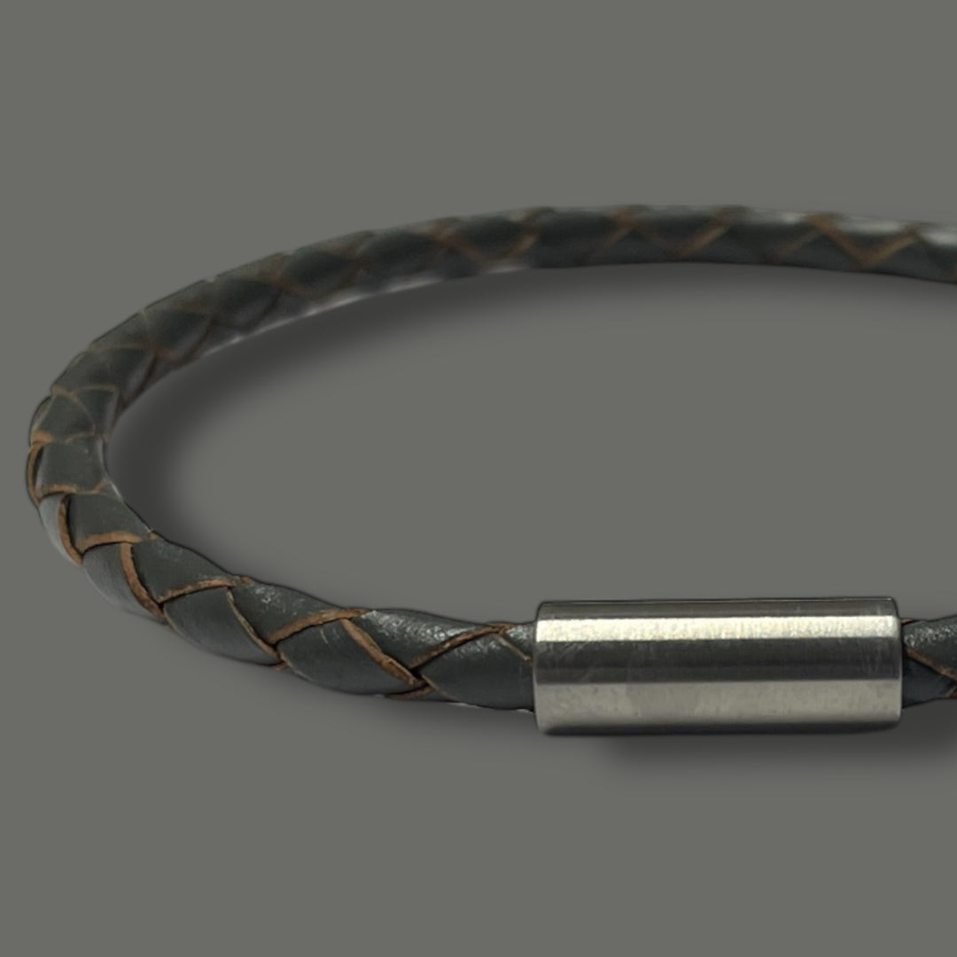 GREY LEATHER BRACELET | SLIM BAND image 0