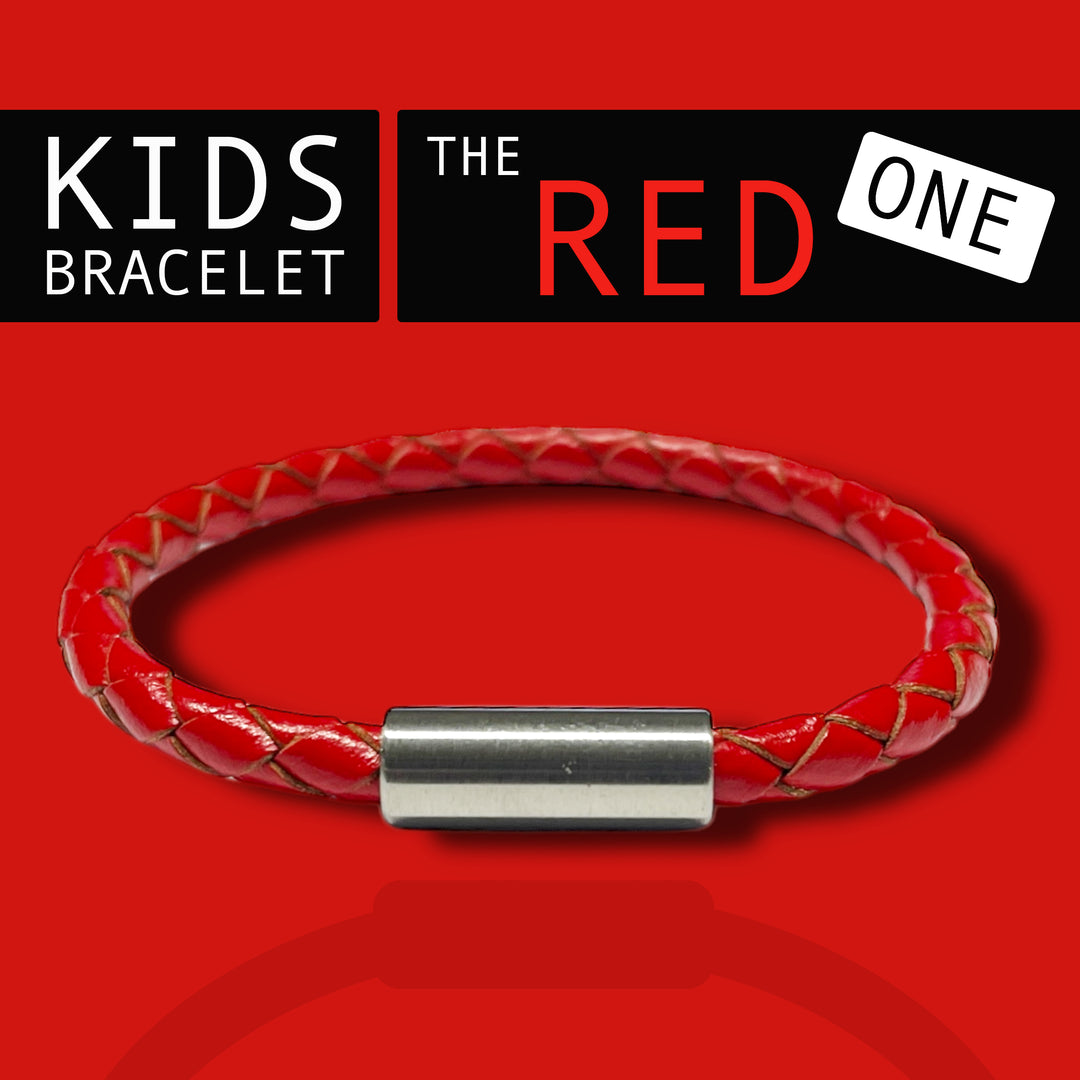 KIDS LEATHER BRACELET | RED image 0