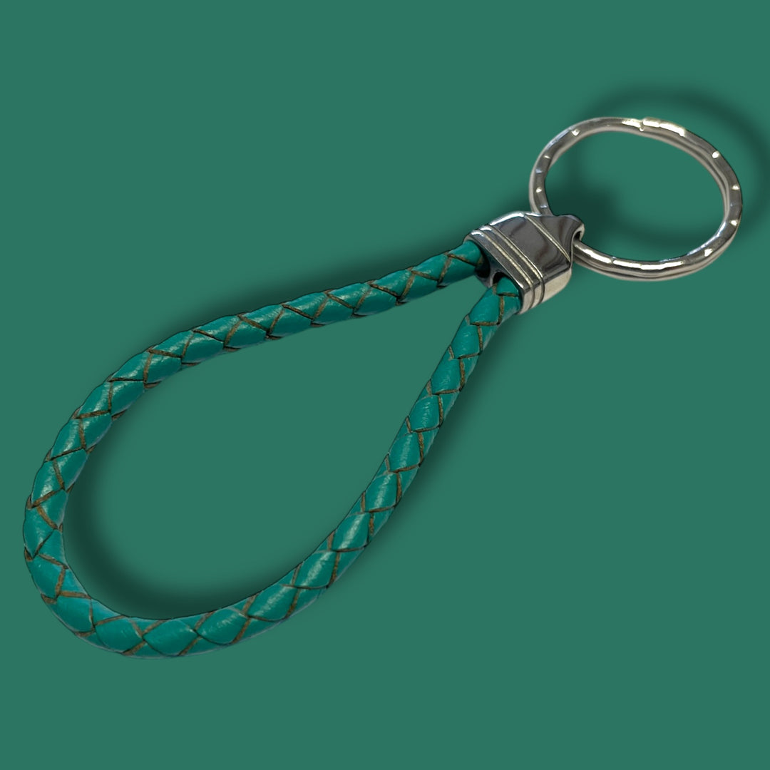 LEATHER KEYRING | TEAL image 0