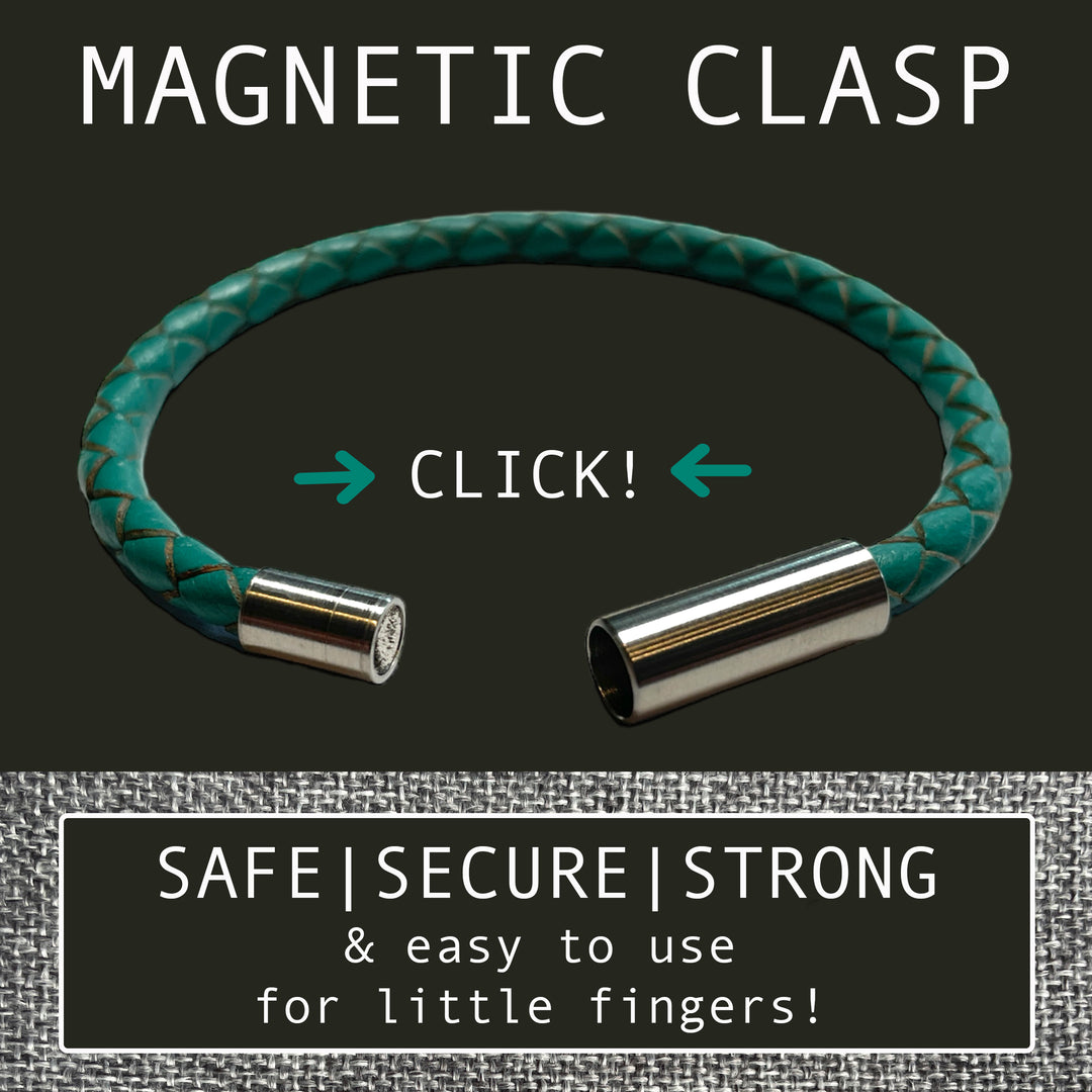 KIDS LEATHER BRACELET | TEAL image 4