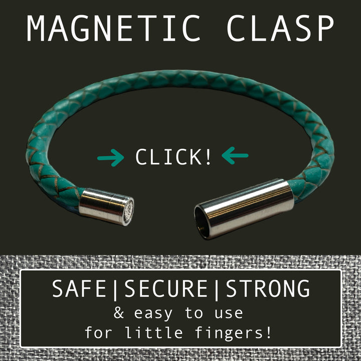 KIDS LEATHER BRACELET | TEAL image 4
