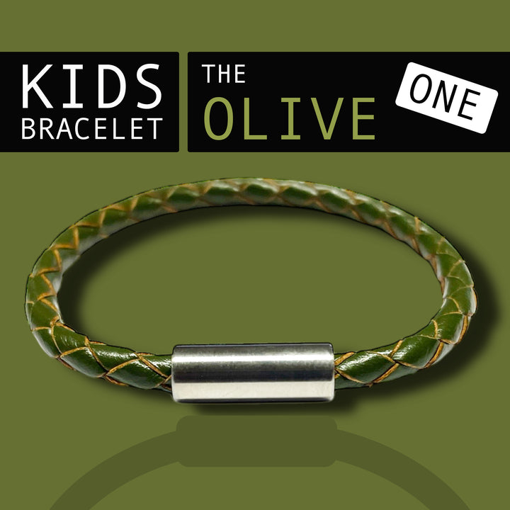 KIDS LEATHER BRACELET | OLIVE image 0
