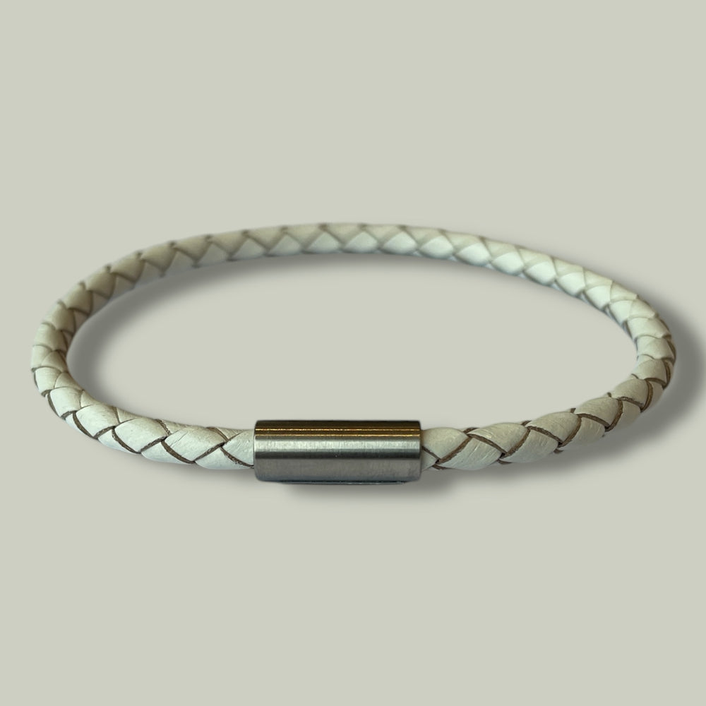WHITE LEATHER BRACELET | SLIM BAND image 1