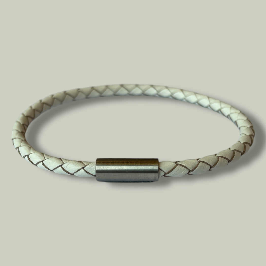 WHITE LEATHER BRACELET | SLIM BAND image 1
