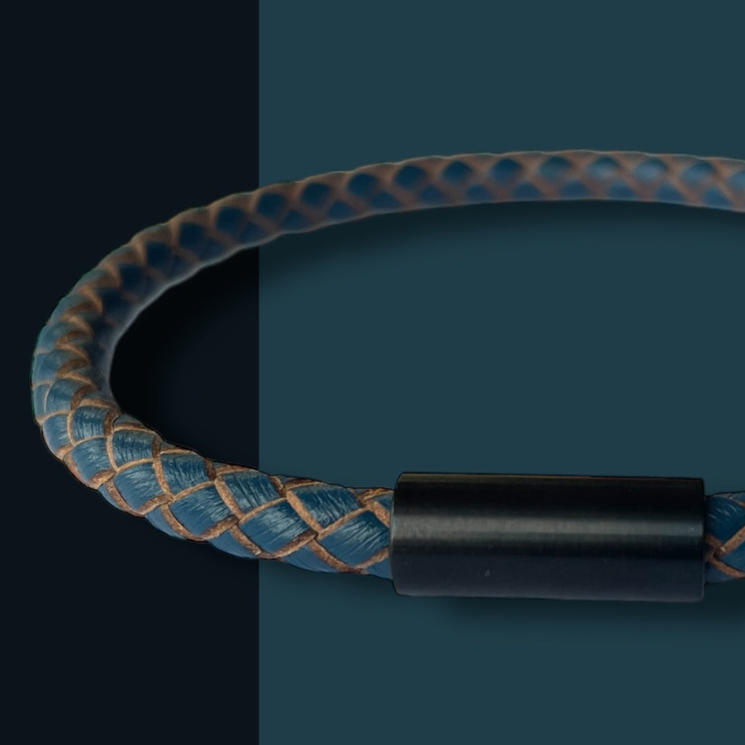 OCEAN LEATHER BRACELET | BLACK STEEL image 0