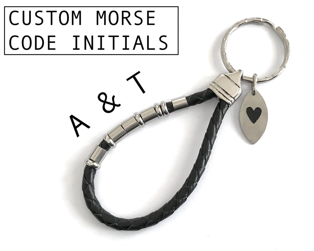 ROMANTIC INITIALS - Morse Code Keyring image 1