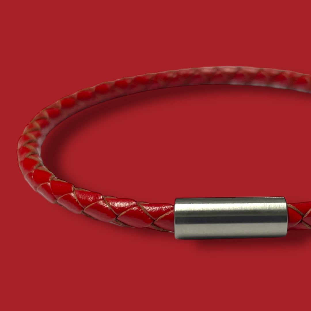 RED LEATHER BRACELET | SLIM BAND image 0