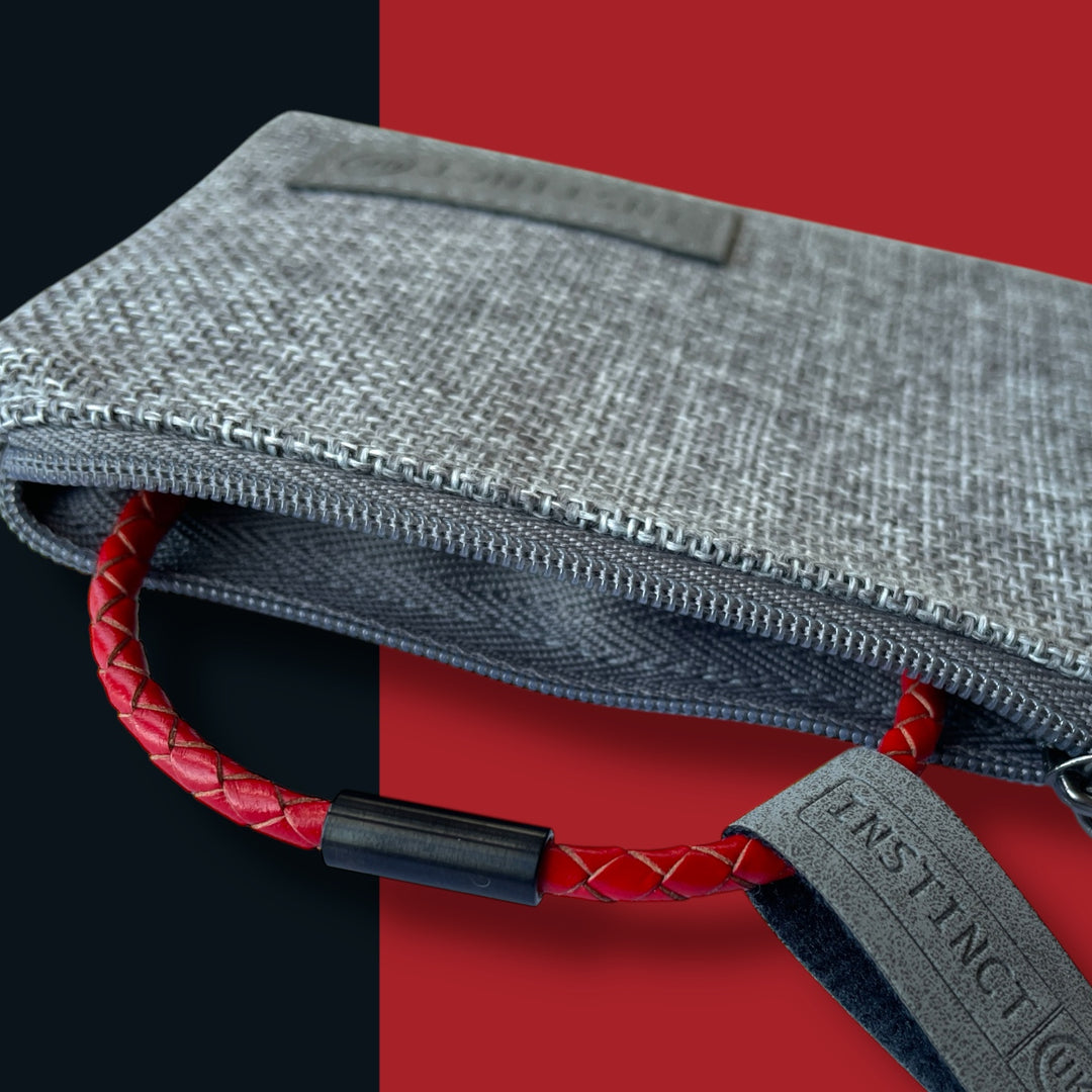 RED LEATHER BRACELET | BLACK STEEL image 4