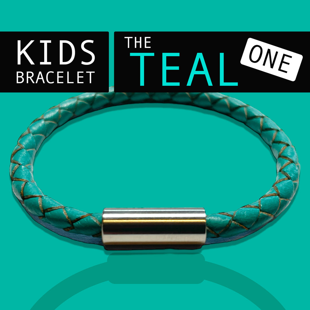 KIDS LEATHER BRACELET | TEAL image 0