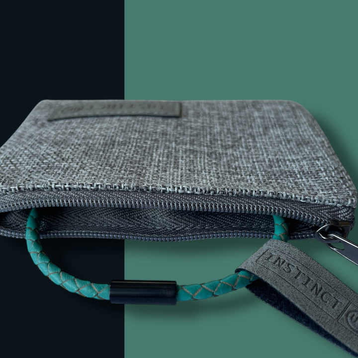 TEAL LEATHER BRACELET | BLACK STEEL | SLIM image 5