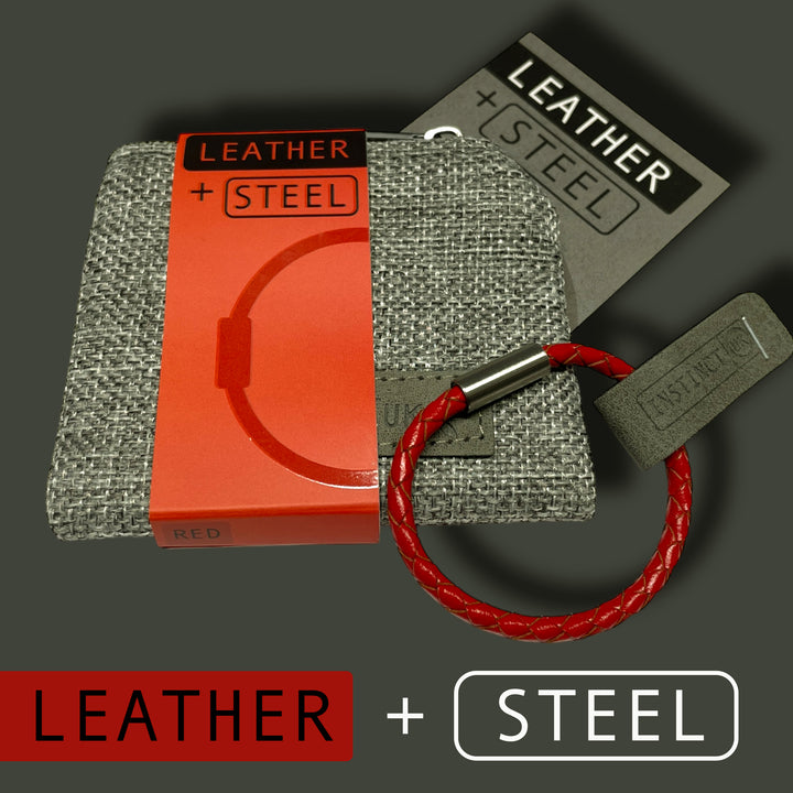 KIDS LEATHER BRACELET | RED image 2