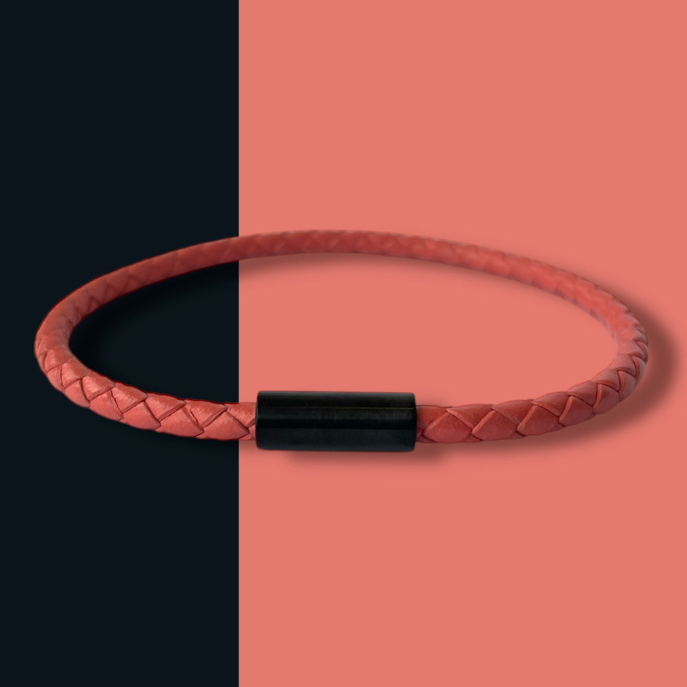 CORAL LEATHER BRACELET | BLACK STEEL image 1