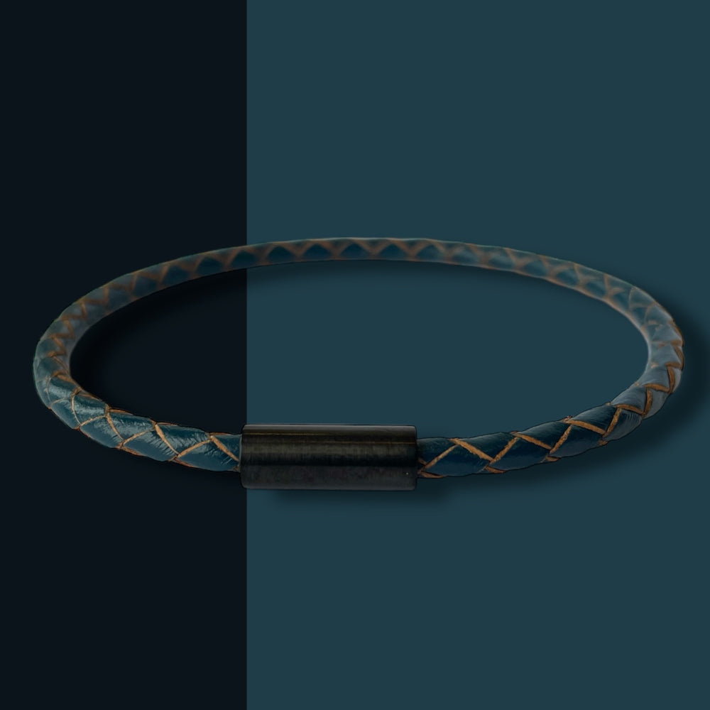 OCEAN LEATHER BRACELET | BLACK STEEL image 1