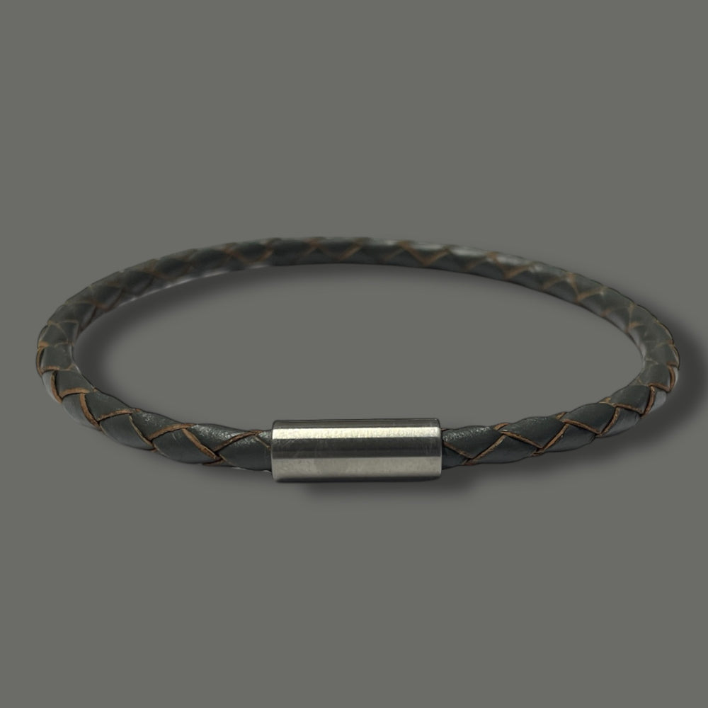 GREY LEATHER BRACELET | SLIM BAND image 1