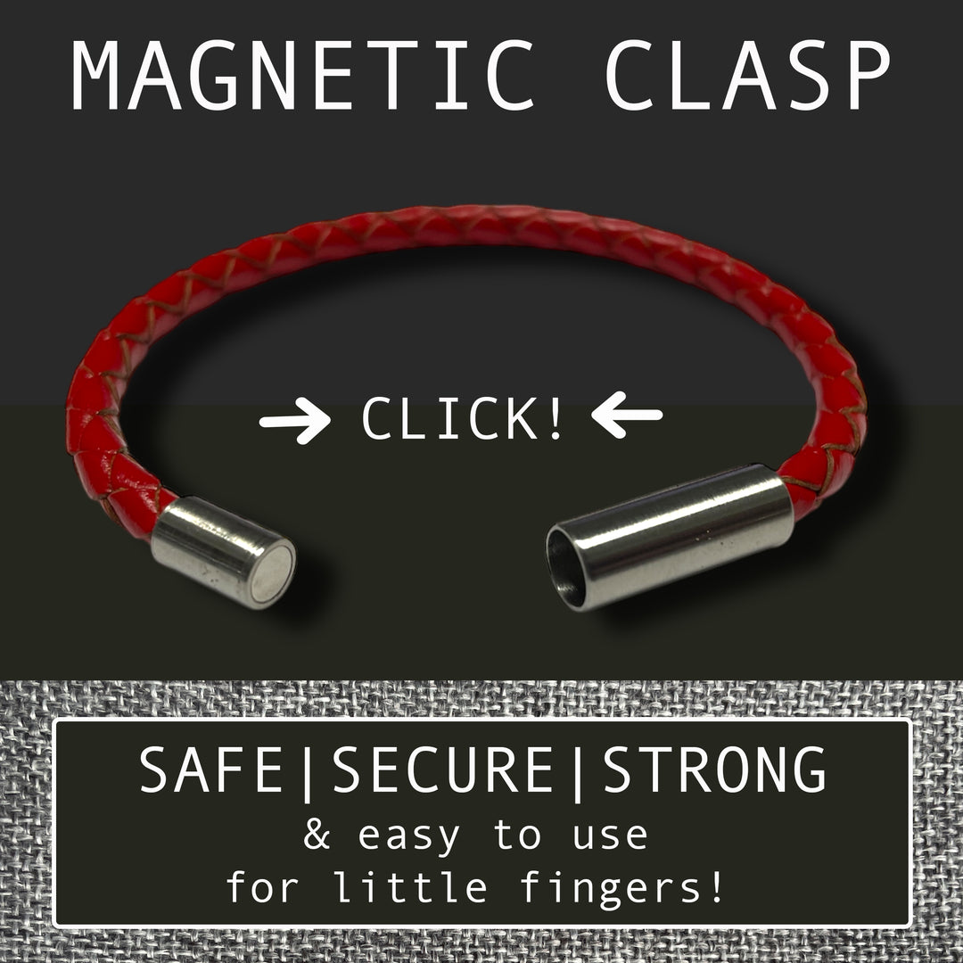 KIDS LEATHER BRACELET | RED image 4