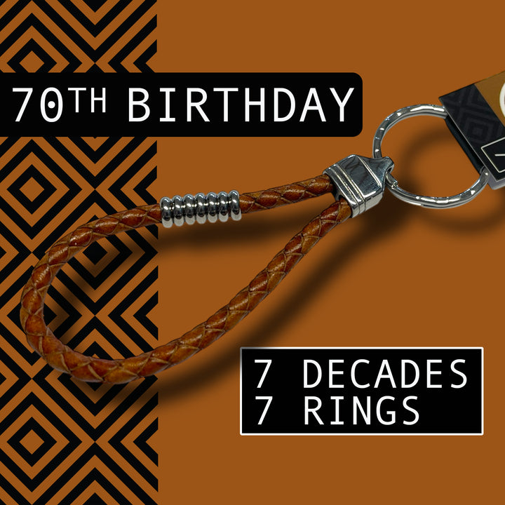 70th BIRTHDAY KEYRING | 7 DECADES | 7 RINGS image 0