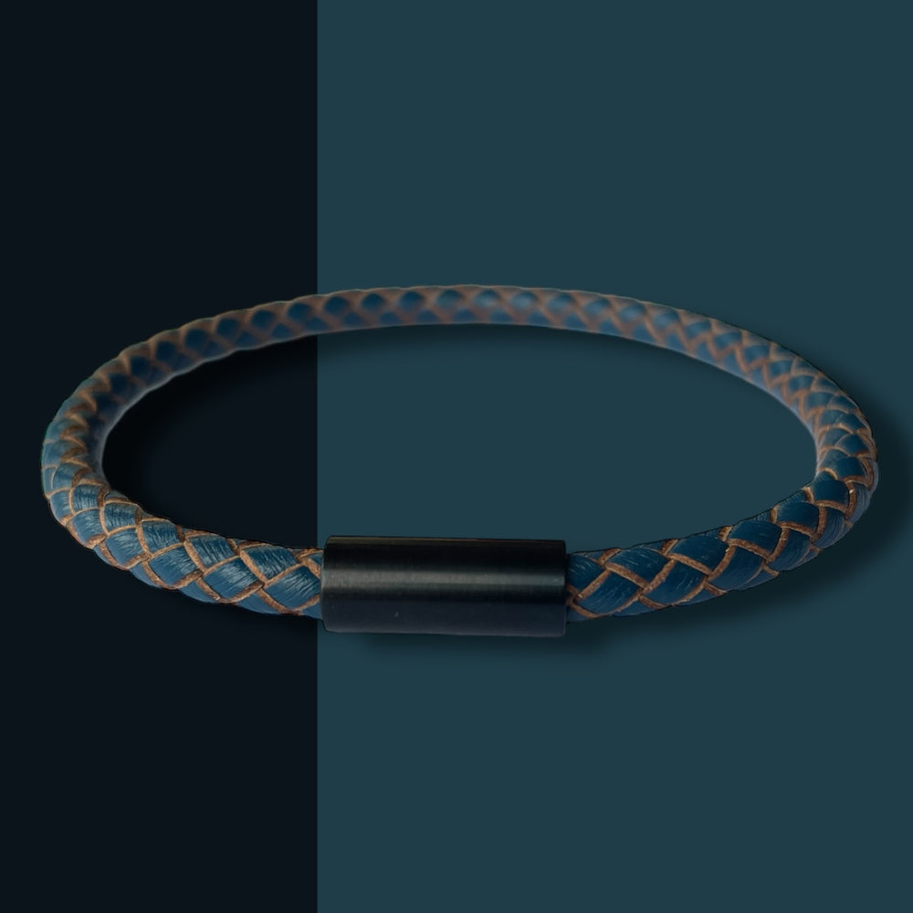 OCEAN LEATHER BRACELET | BLACK STEEL image 1