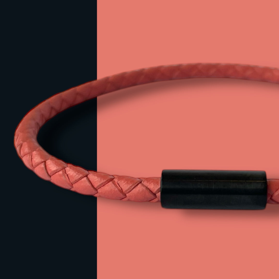 CORAL LEATHER BRACELET | BLACK STEEL image 0