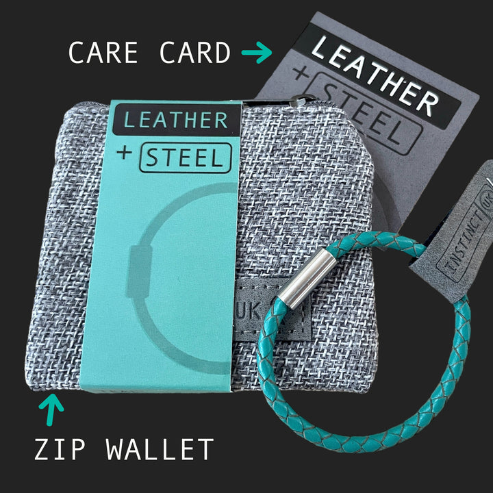 KIDS LEATHER BRACELET | TEAL image 2