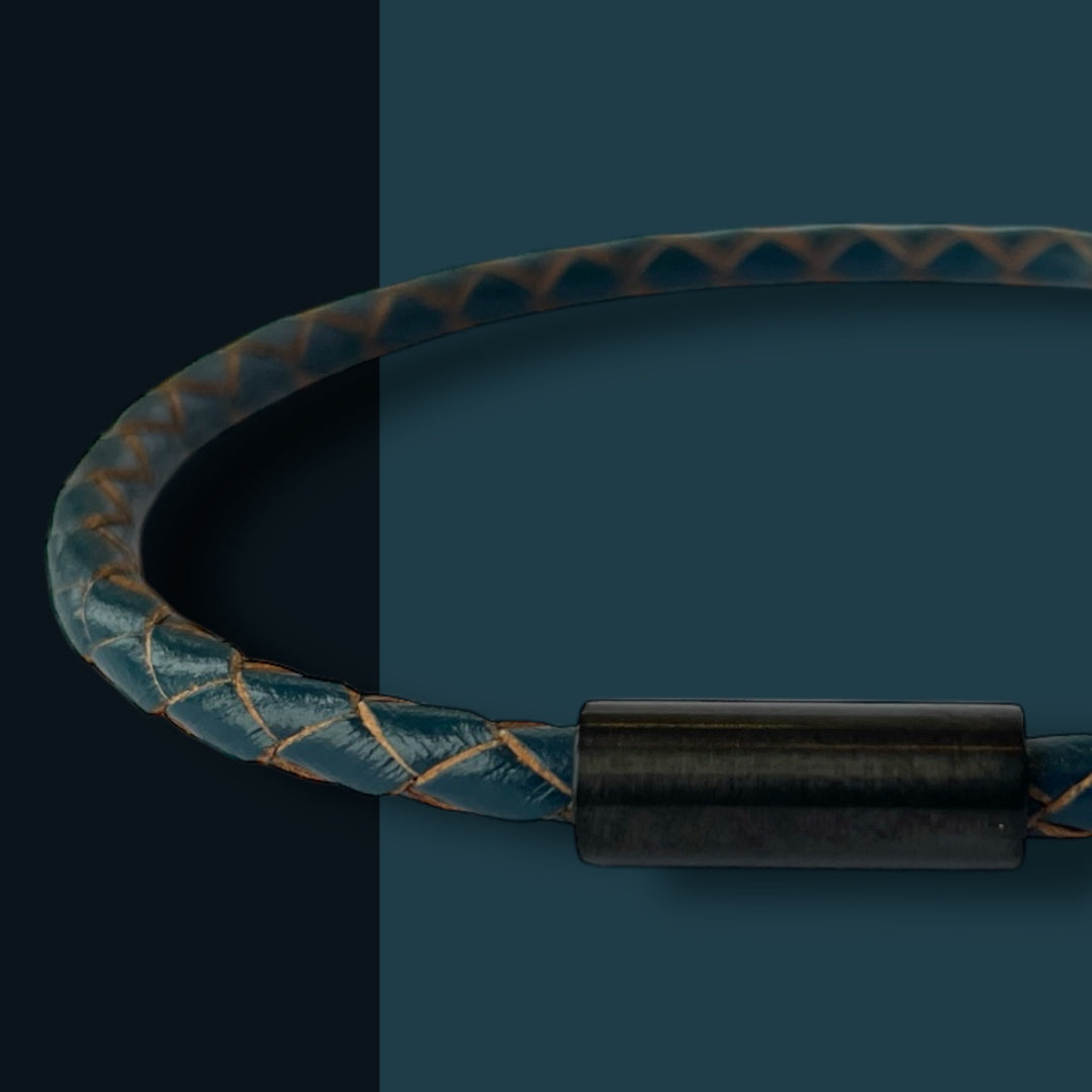 OCEAN LEATHER BRACELET | BLACK STEEL image 0
